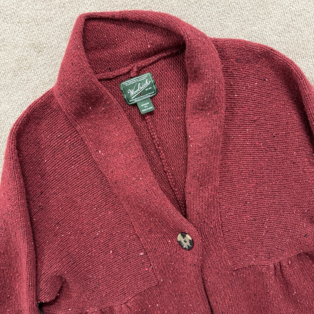 Woolrich A-Line Baby Doll Button Up Red Cardigan Wool Blend Woman's Sz XXL